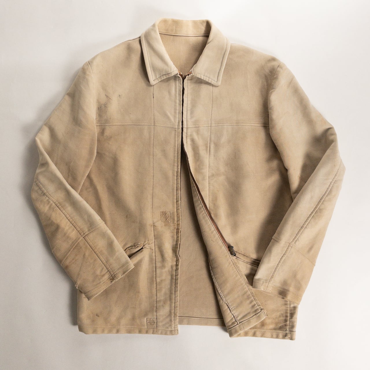 1950s "DOLMEN" French Brown Moleskin Cyclist Work Jacket