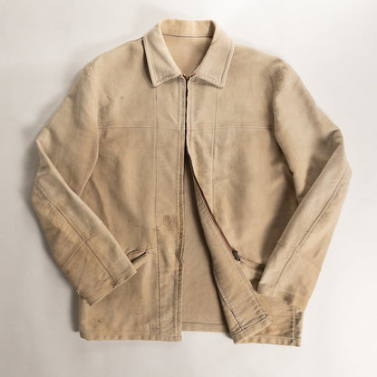 1950s "DOLMEN" French Brown Moleskin Cyclist Work Jacket