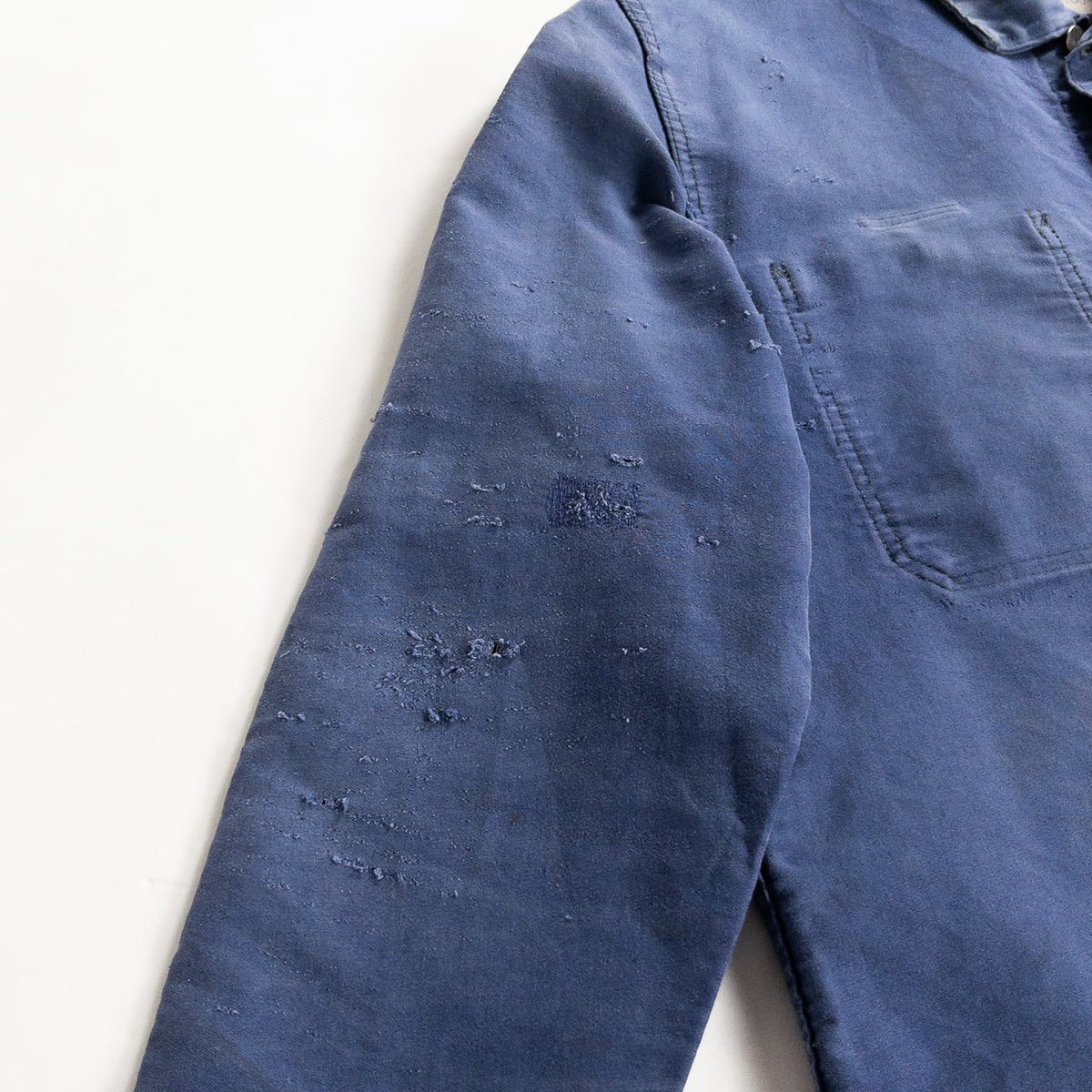 1960-70s "French Vintage" Faded Blue Moleskin Work Jacket