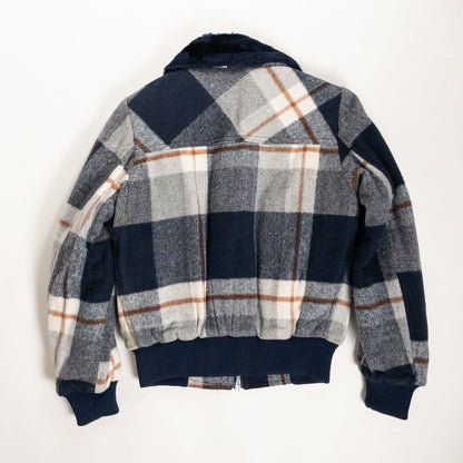 1970s "Italian Vintage" Navy Wool Check Sport Jacket, Dead Stock
