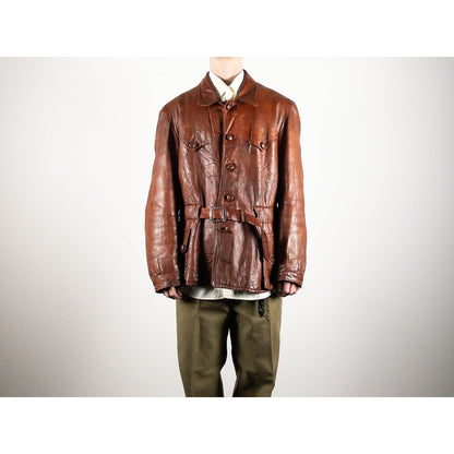 1930-40s "Hagglunds" Swedish Goatskin Red Brown Sport Work Jacket
