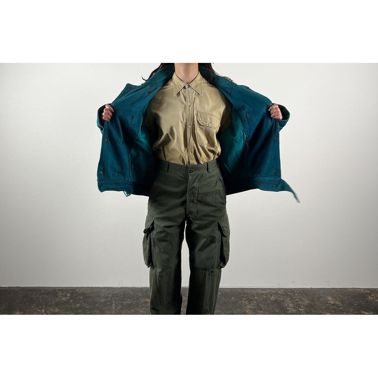 1990s "Made in Italy" Turquoise Blue Double Breasted Hunting Jacket