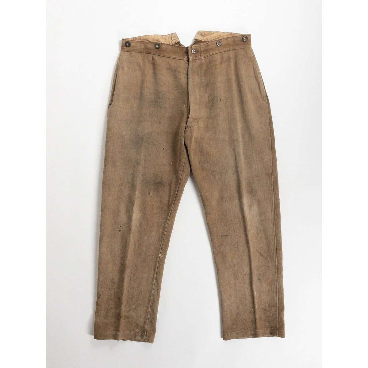 1930-40s "French Vintage" Light Brown Cotton Pique Work Trousers