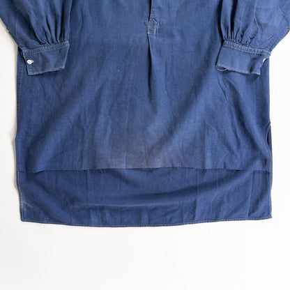 1940s "French Vintage" Faded Blue Cotton Twill Grandpa Work Shirt