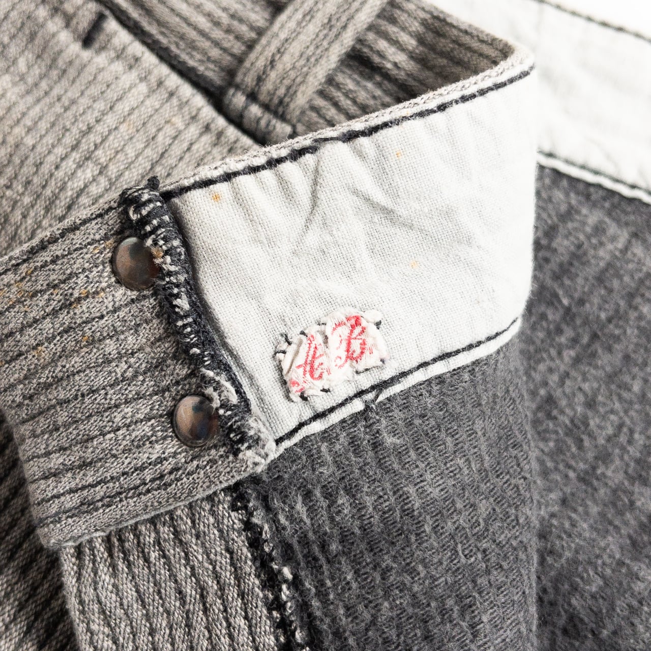 1950-60s "Le Mont St Michel" French Gray Cotton Pique Work Trousers