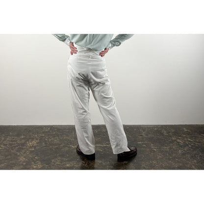 1900s "French Antique" Light Cotton White Work Trousers