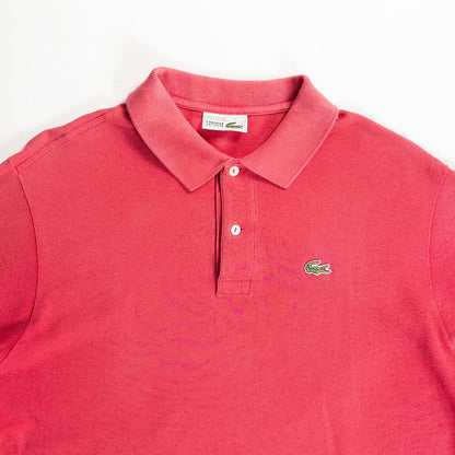 1980s "French LACOSTE" Red Cotton S/S Polo Shirt, Size 7