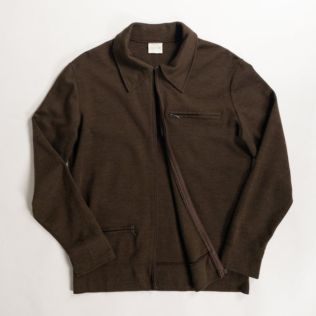 1980s-90s "French Vintage" Brown Acrylic Full Open Knit Jacket