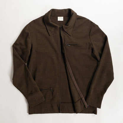 1980s-90s "French Vintage" Brown Acrylic Full Open Knit Jacket