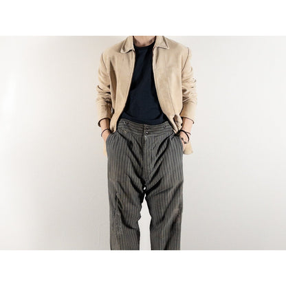 1950s "DOLMEN" French Brown Moleskin Cyclist Work Jacket