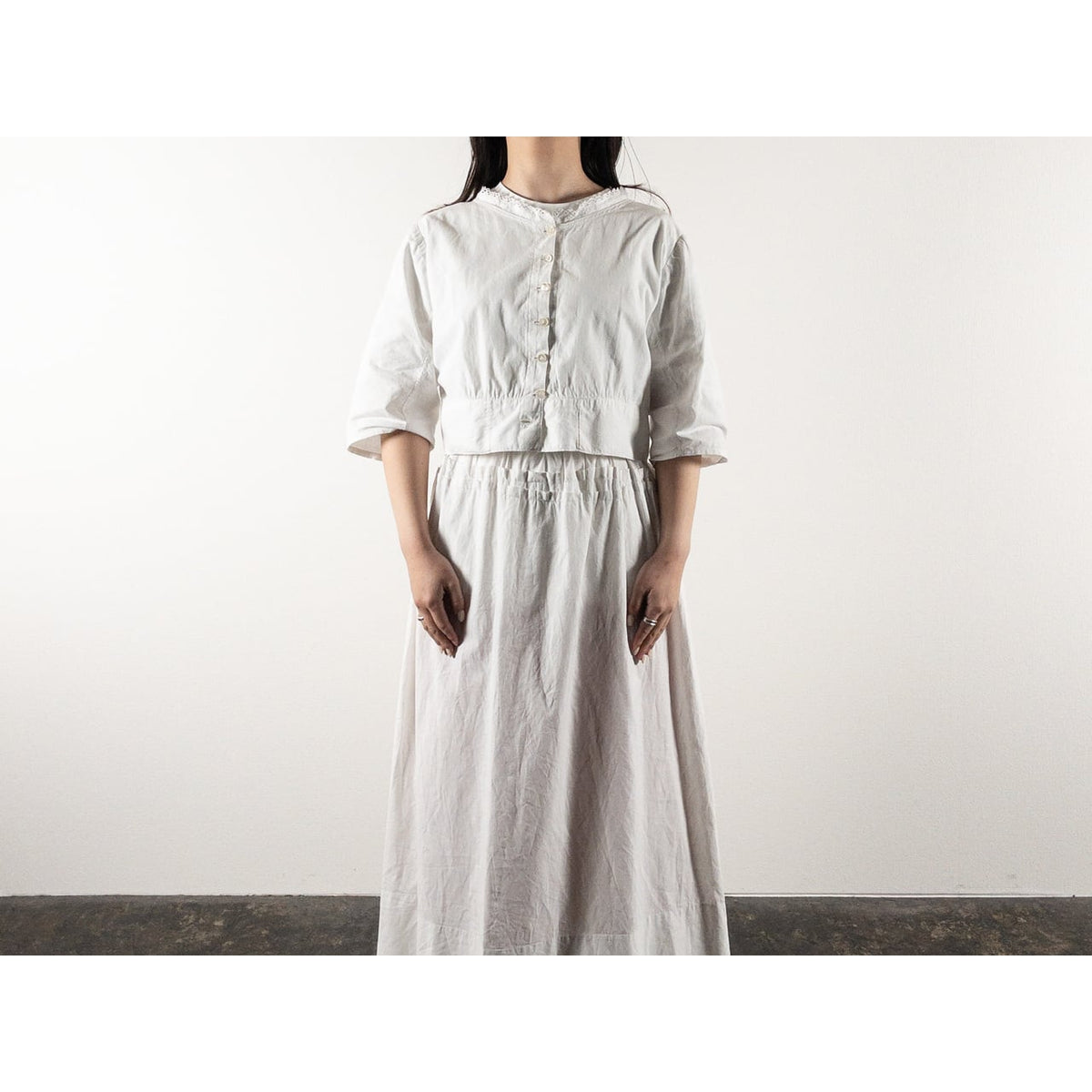 Early 1900s French Antique White Cotton Shirt
