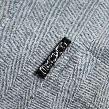1990s "Dutch Vintage" Gray Cotton Herringbone Twill Long Sleeve Shirt
