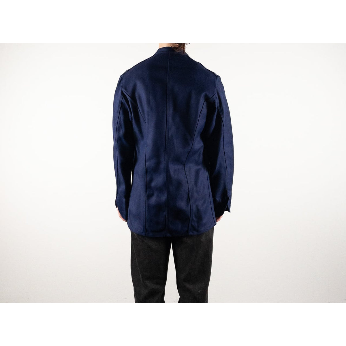 1960s "French Vintage" Blue Cotton Twill Mechanic Double Breasted Work Jacket, Dead Stock