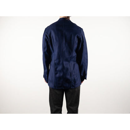 1960s "French Vintage" Blue Cotton Twill Mechanic Double Breasted Work Jacket, Dead Stock