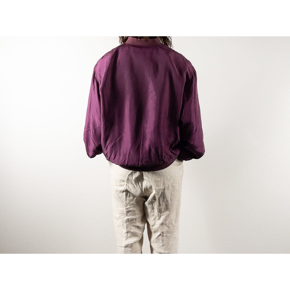 1980s "SILKS" Burgundy & Pink Silk Bomber Jacket
