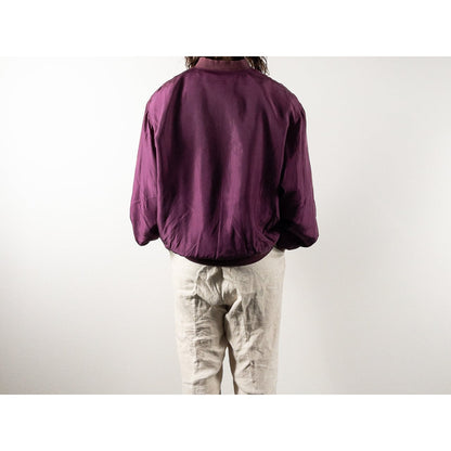 1980s "SILKS" Burgundy & Pink Silk Bomber Jacket
