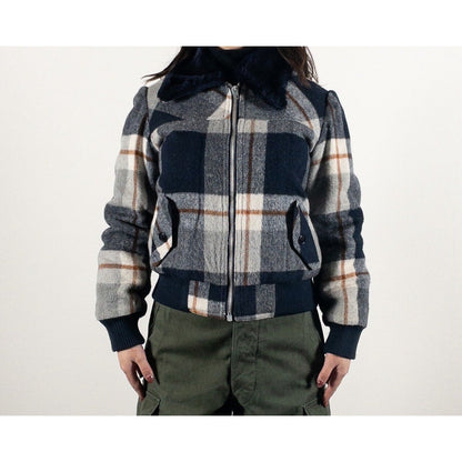 1970s "Italian Vintage" Navy Wool Check Sport Jacket, Dead Stock