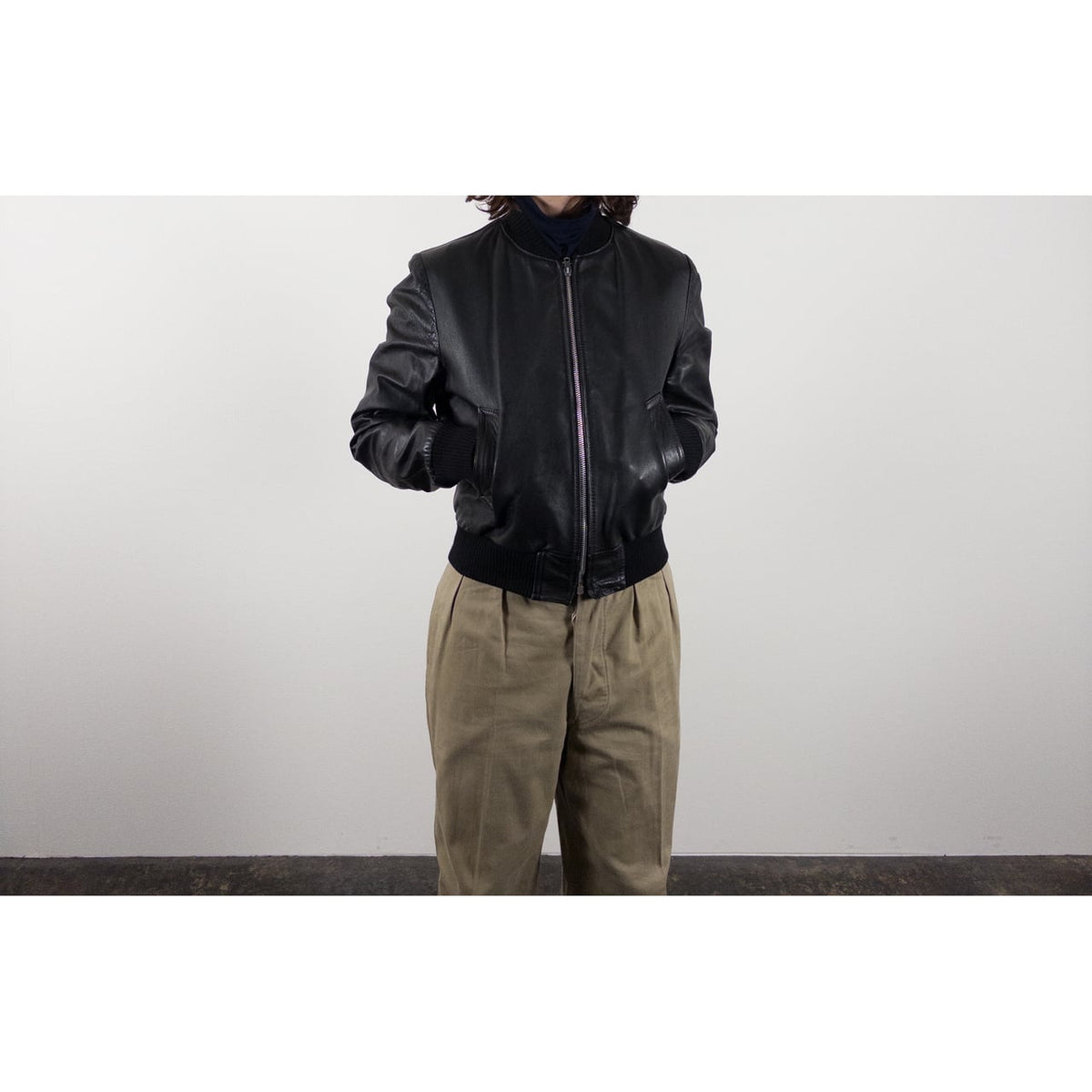 1970s-80s "French Vintage" Light Black Leather Jacket