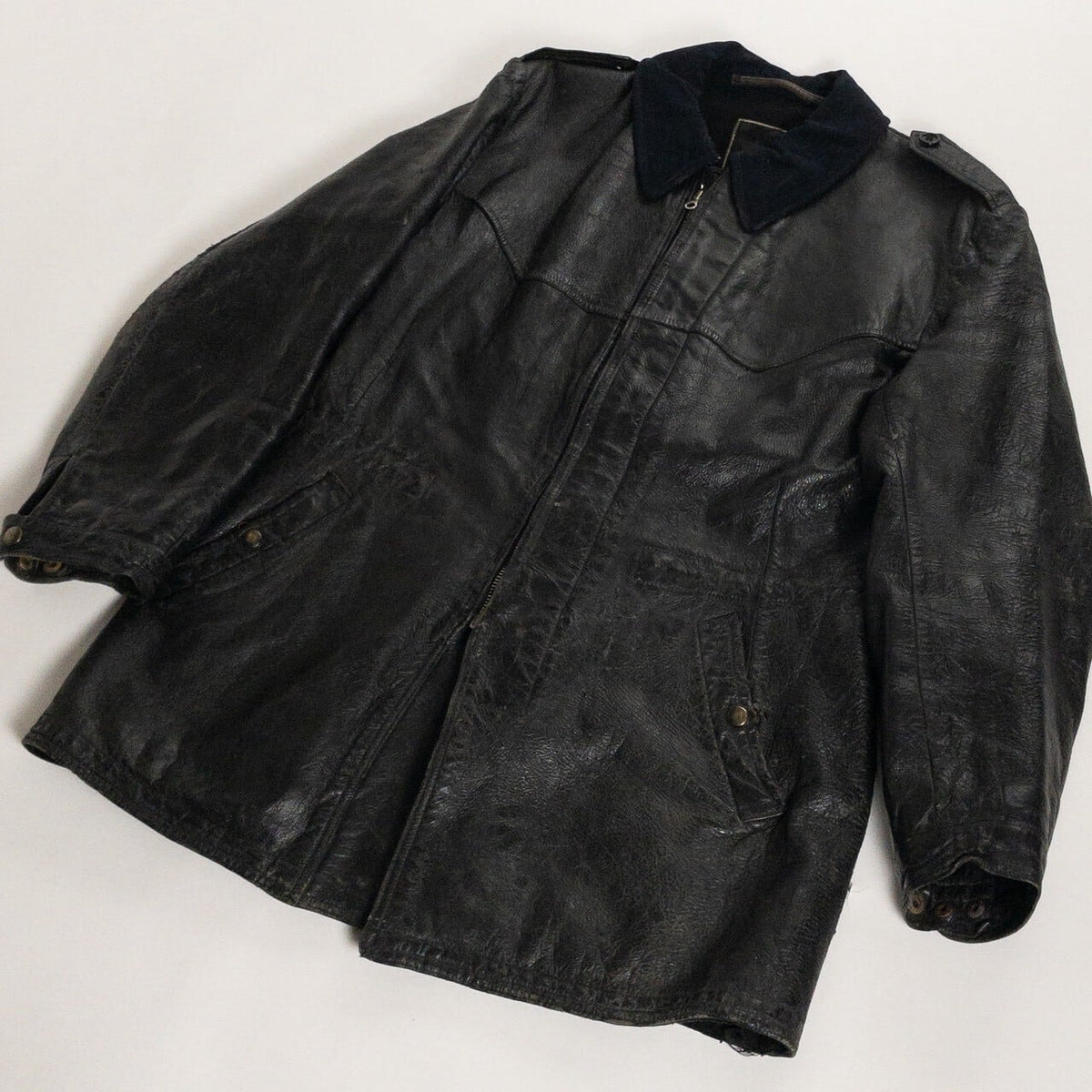 1940-50s "Swedish Millitary" Black Goatskin Leather Jacket