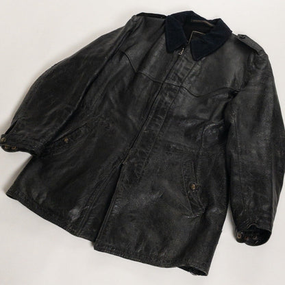 1940-50s "Swedish Millitary" Black Goatskin Leather Jacket