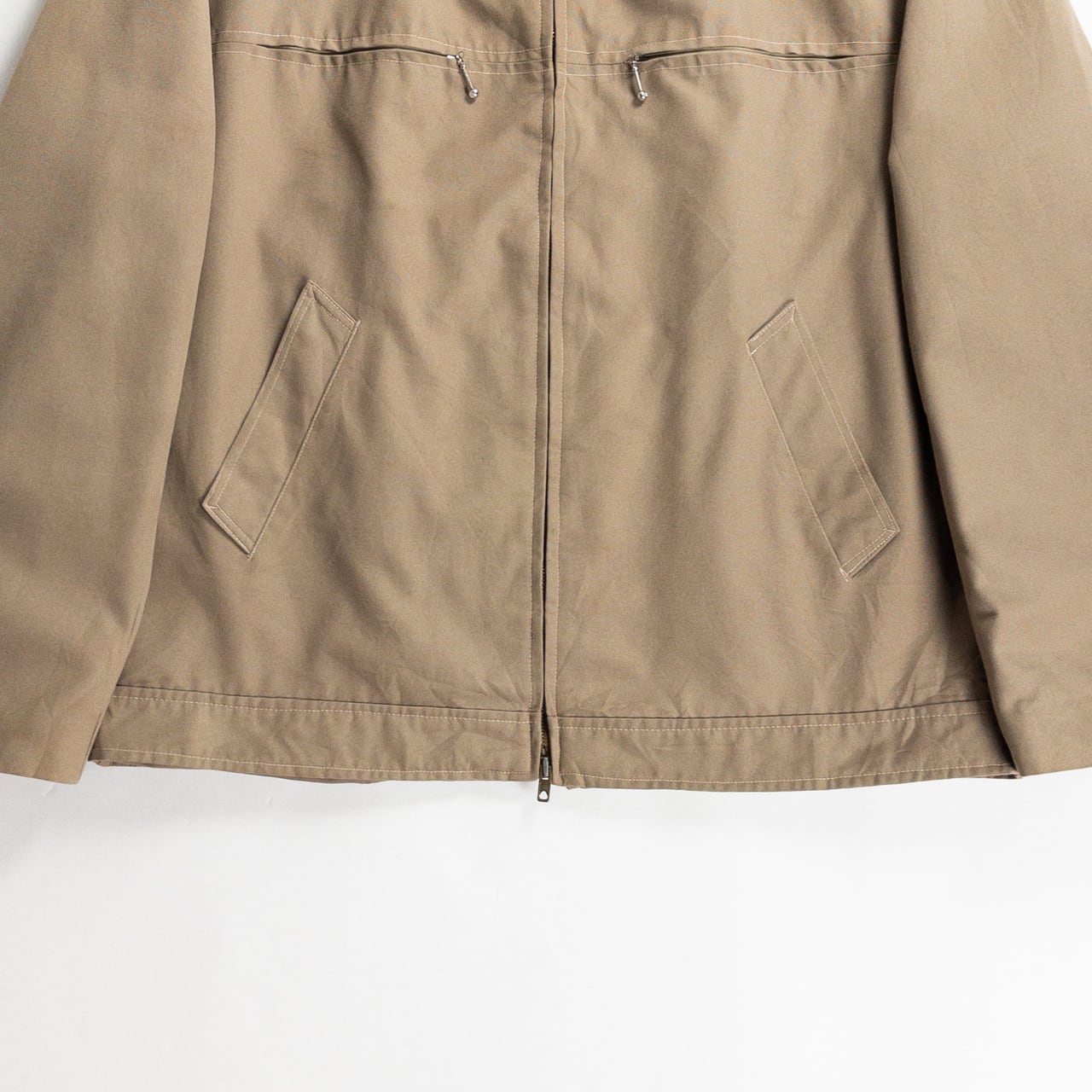 1960s "French Vintage" Beige Cotton Full Zip Work Jacket