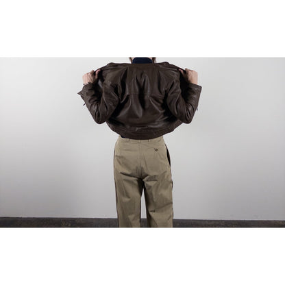 1970s "French Vintage" Brown Leather Motorcycle Jacket