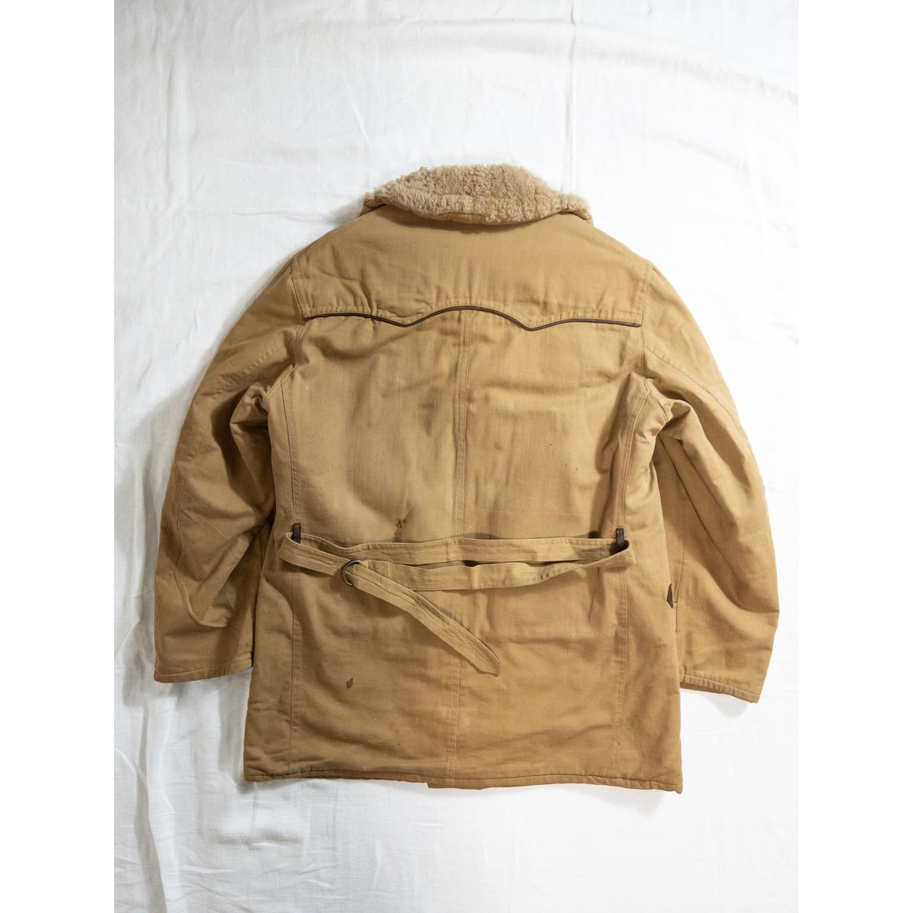 1940-50s "French Vintage" Canadienne Mackinaw Coat with "WW2 German Air Force Camo" Fabric
