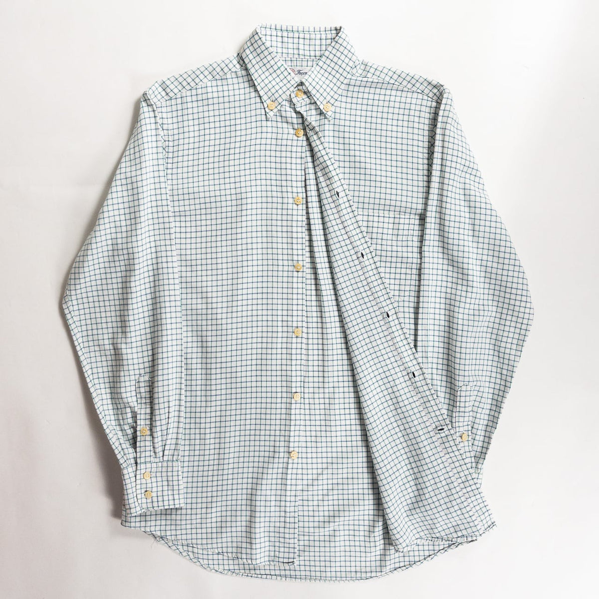 1970-80s "Fasonnable" Green × Blue Check Button Down L/S Shirt
