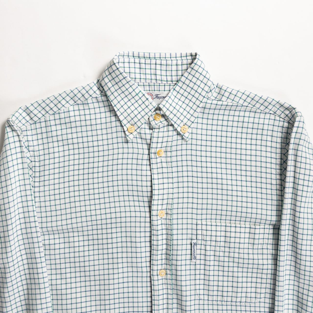 1970-80s "Fasonnable" Green × Blue Check Button Down L/S Shirt