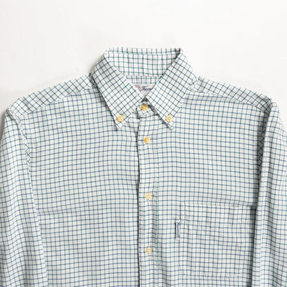 1970-80s "Fasonnable" Green × Blue Check Button Down L/S Shirt