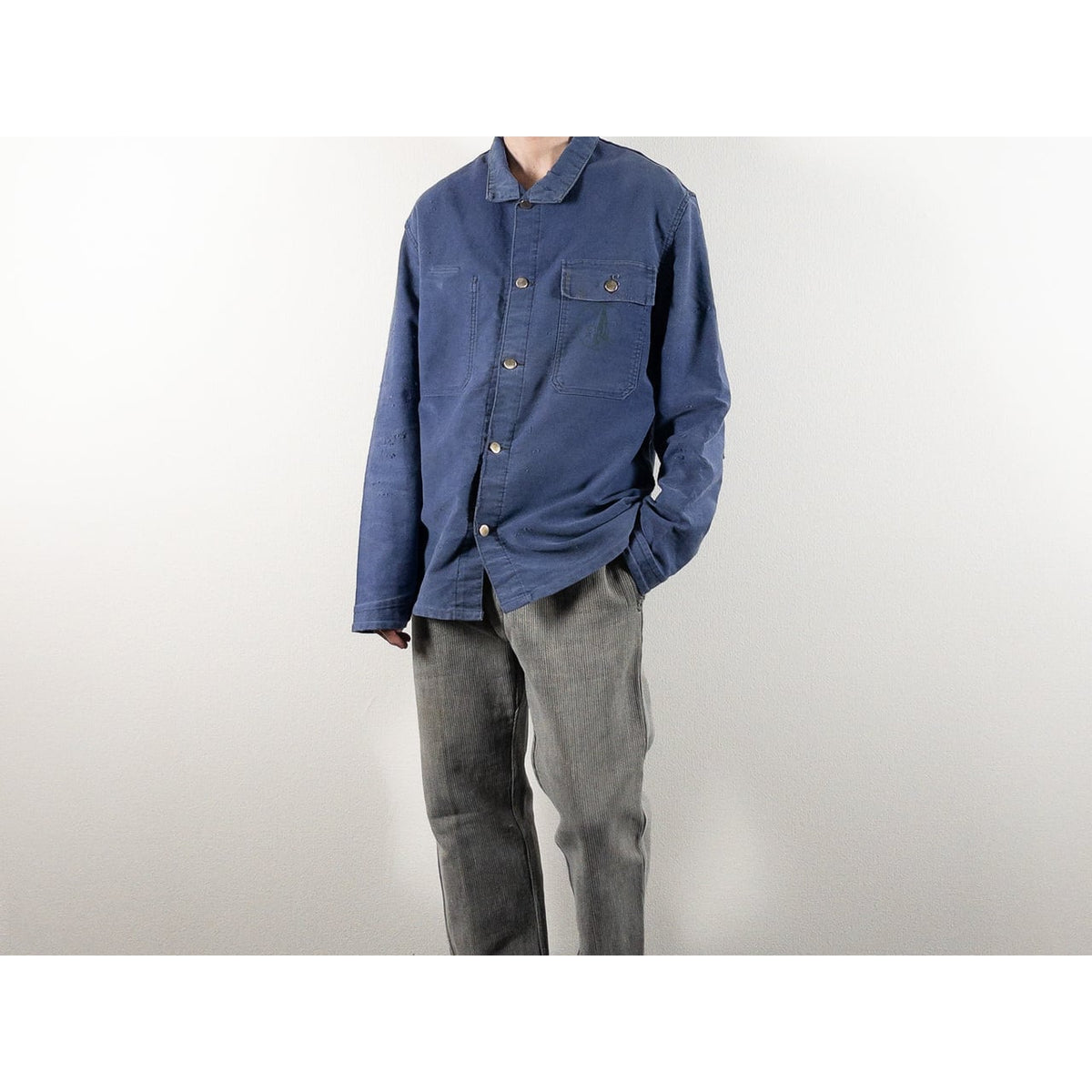 1960-70s "French Vintage" Faded Blue Moleskin Work Jacket