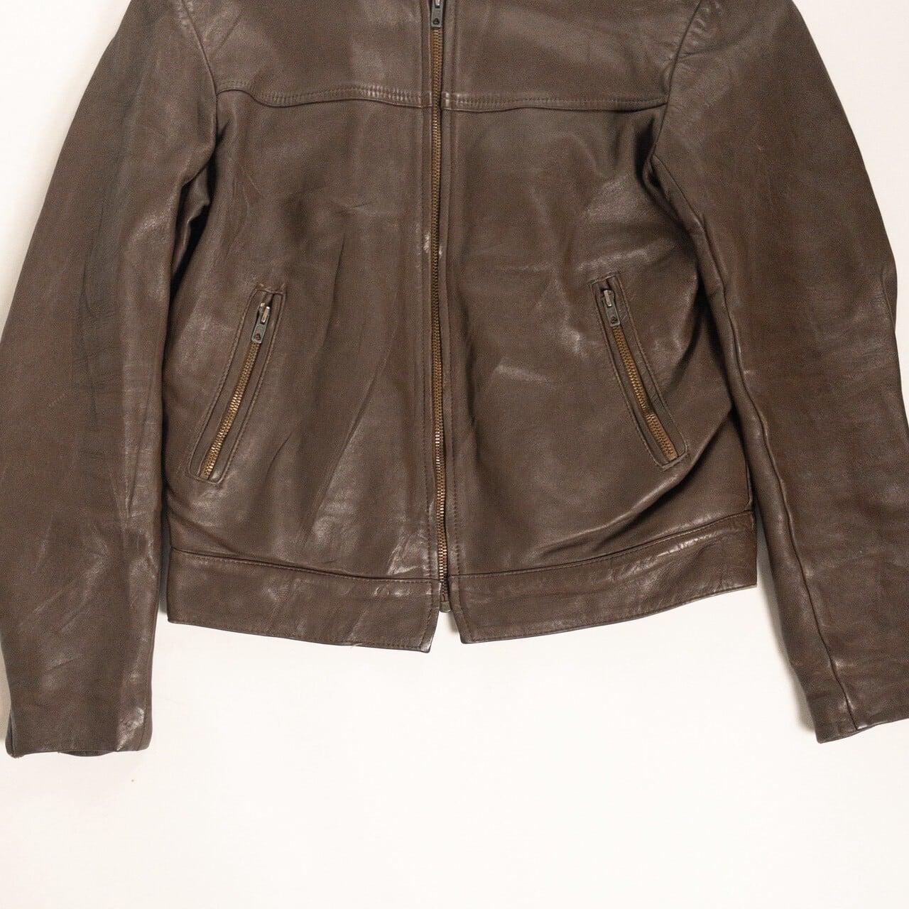 1970s "French Vintage" Brown Leather Motorcycle Jacket