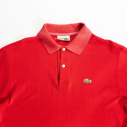 1980s "French LACOSTE" Red Cotton S/S Polo Shirt, Size 5