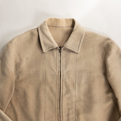 1950s "DOLMEN" French Brown Moleskin Cyclist Work Jacket