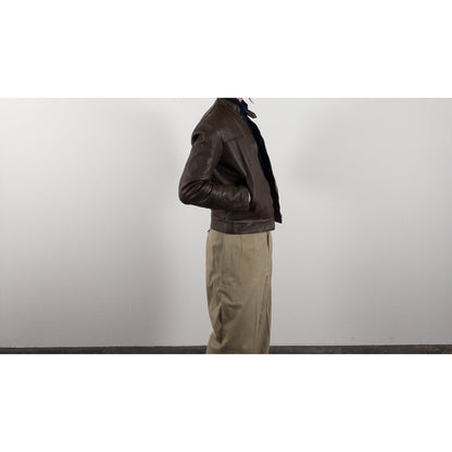 1970s "French Vintage" Brown Leather Motorcycle Jacket
