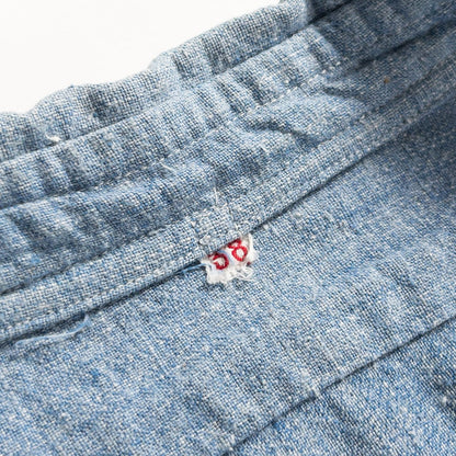 1930s-40s "French Vintage" Cotton Blue Chambray Grandpa Work Shirt