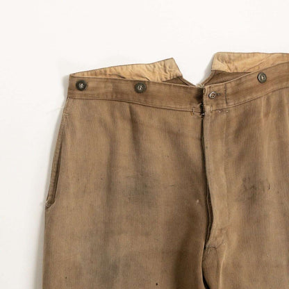 1930-40s "French Vintage" Light Brown Cotton Pique Work Trousers