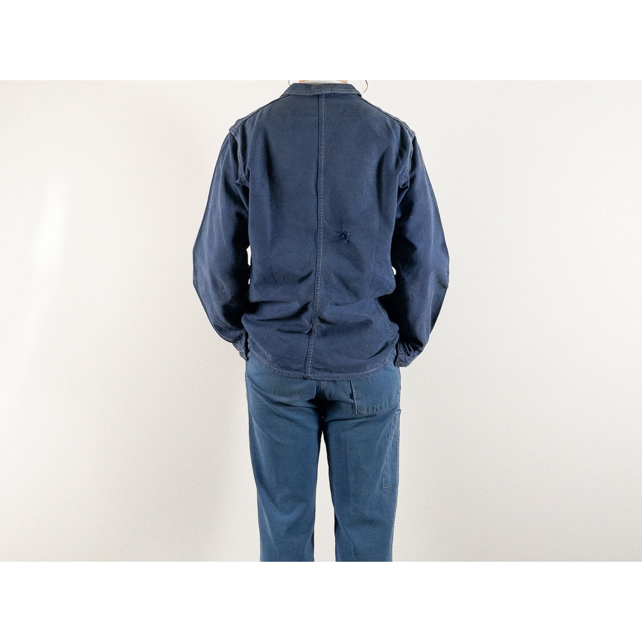 1950s "AU FUSIL" French Faded Blue Cotton Twill Work Jacket