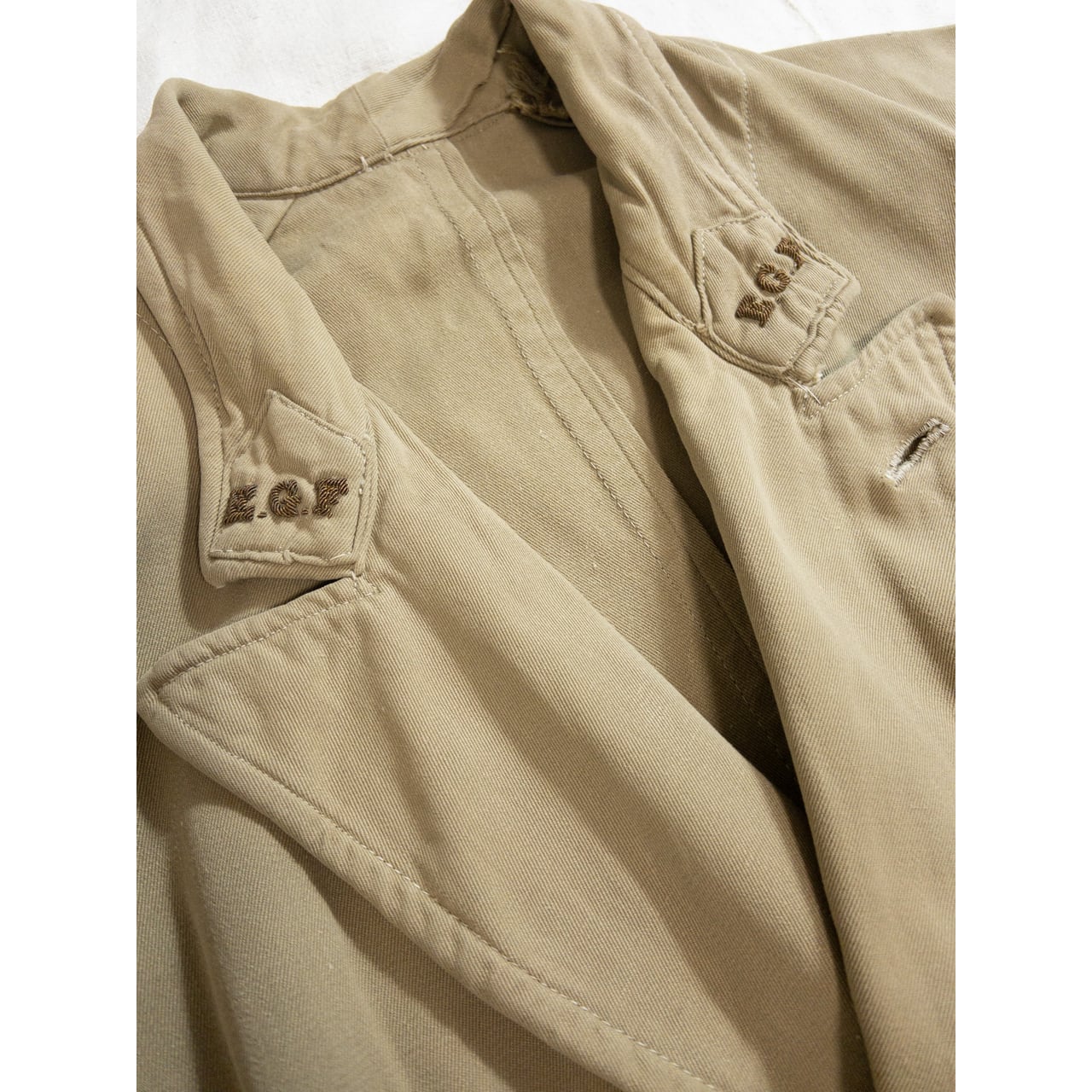 1940s-50s "French Vintage" "EGF" Beige Cotton Double Breasted Work Jacket