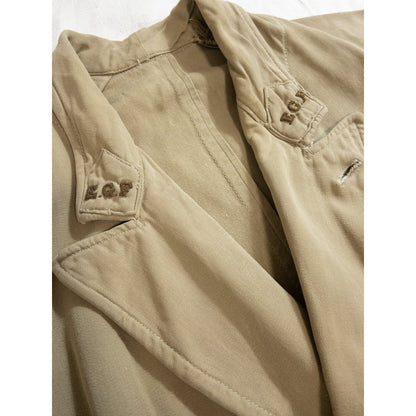 1940s-50s "French Vintage" "EGF" Beige Cotton Double Breasted Work Jacket