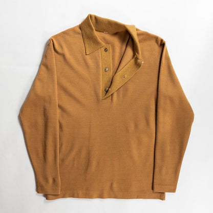 Old Yellow Brown Acrylic Knit Polo L/S Shirt