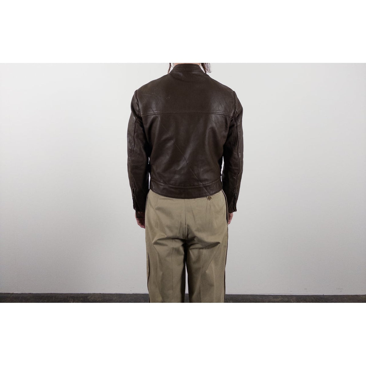 1970s "French Vintage" Brown Leather Motorcycle Jacket