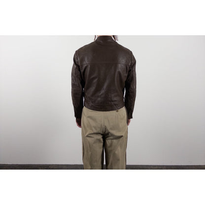 1970s "French Vintage" Brown Leather Motorcycle Jacket