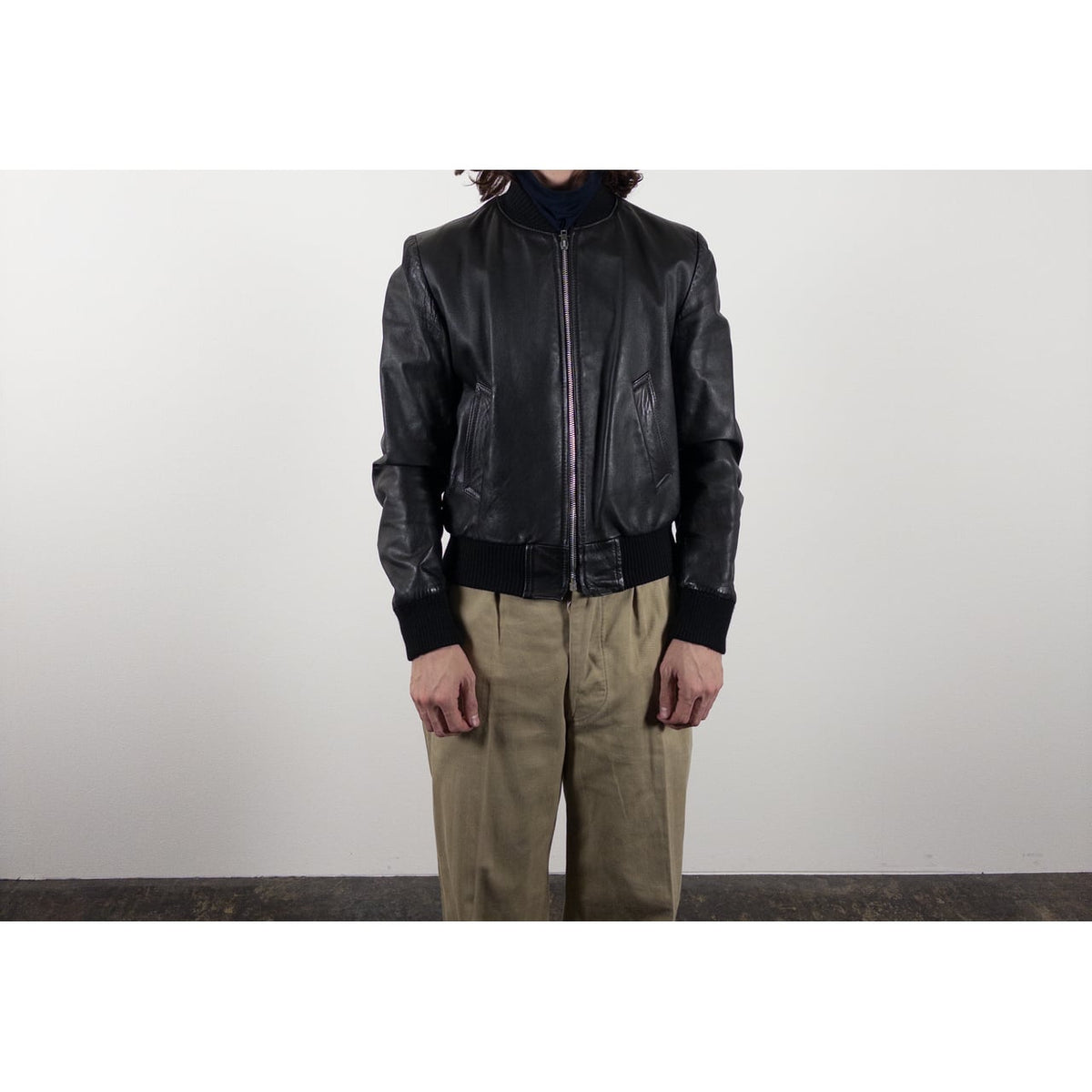 1970s-80s "French Vintage" Light Black Leather Jacket