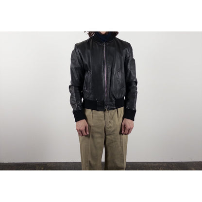 1970s-80s "French Vintage" Light Black Leather Jacket