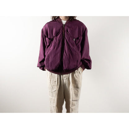 1980s "SILKS" Burgundy & Pink Silk Bomber Jacket
