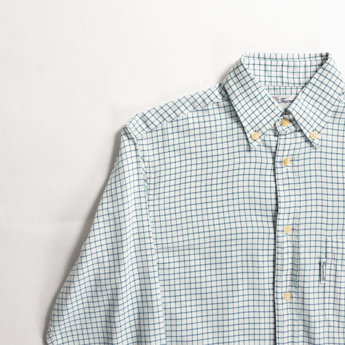 1970-80s "Fasonnable" Green × Blue Check Button Down L/S Shirt