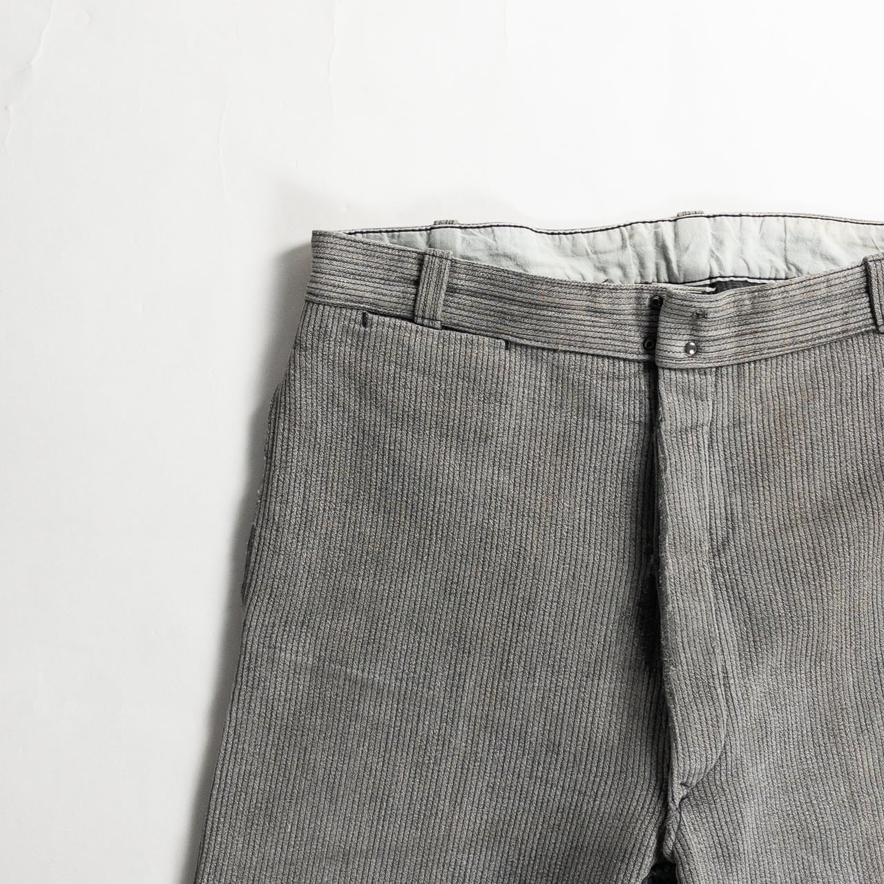 1950-60s "Le Mont St Michel" French Gray Cotton Pique Work Trousers