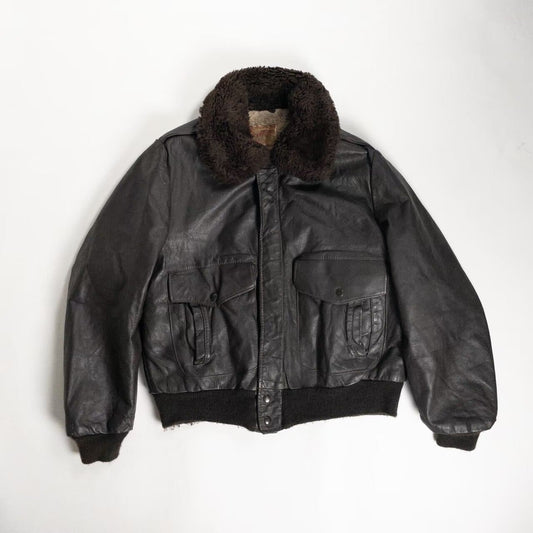 1970-80s "Made in USA" Brown Leather Boa Jacket