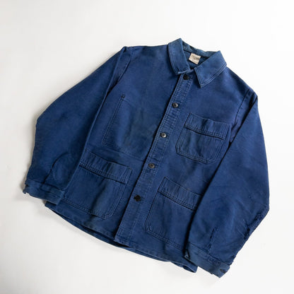 1960s "French Vintage" Faded Blue Moleskin Work Jacket
